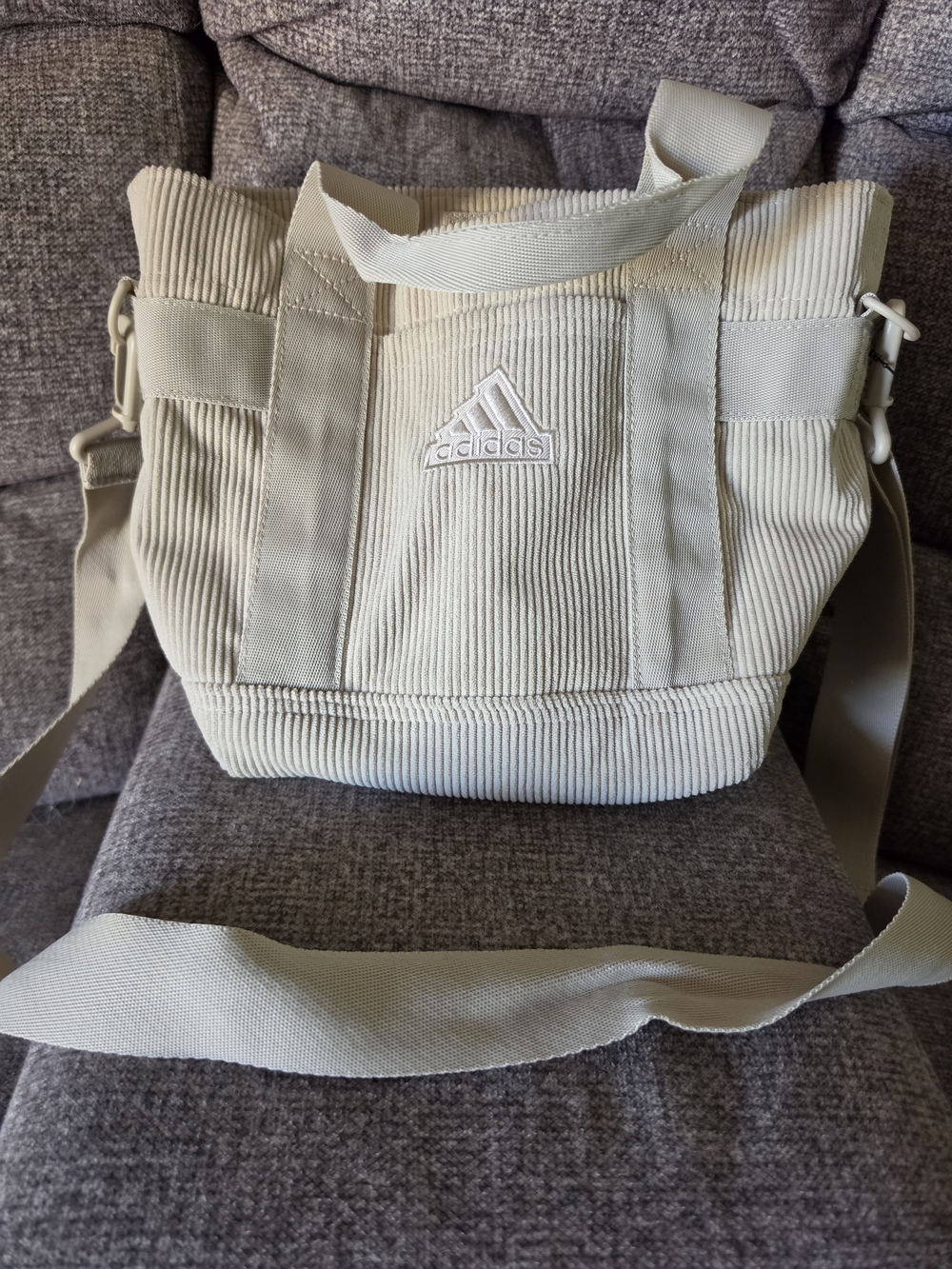 adidas Beige Corduroy Crossbody Tote Bag